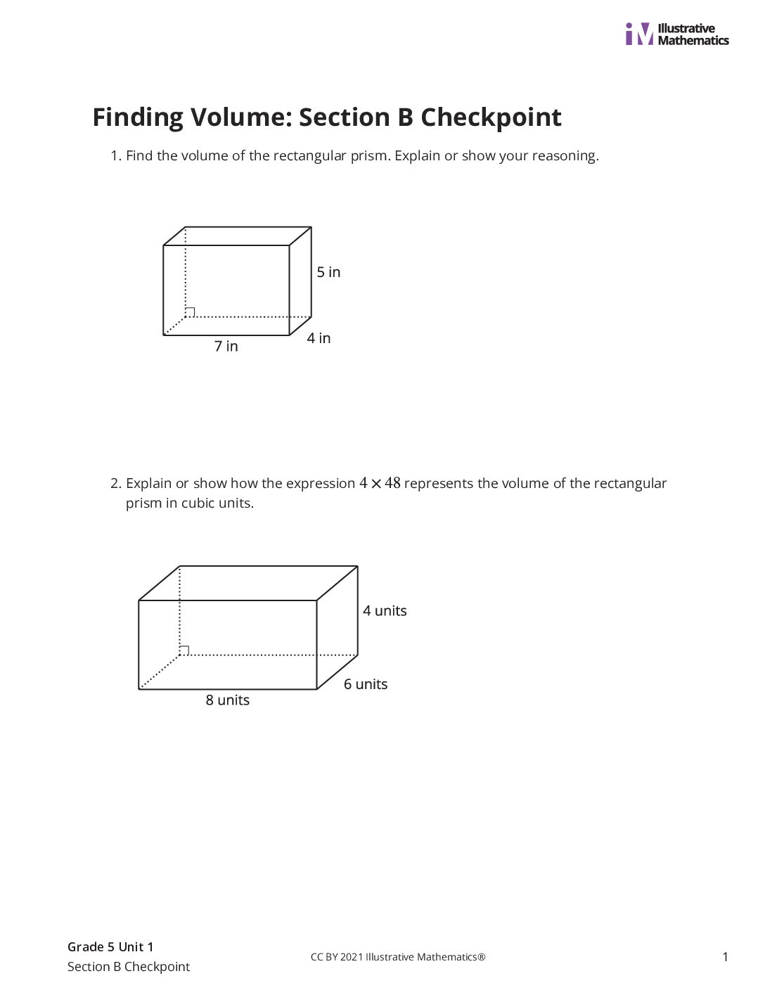 Grade5 1 Section B Checkpoint Assessment