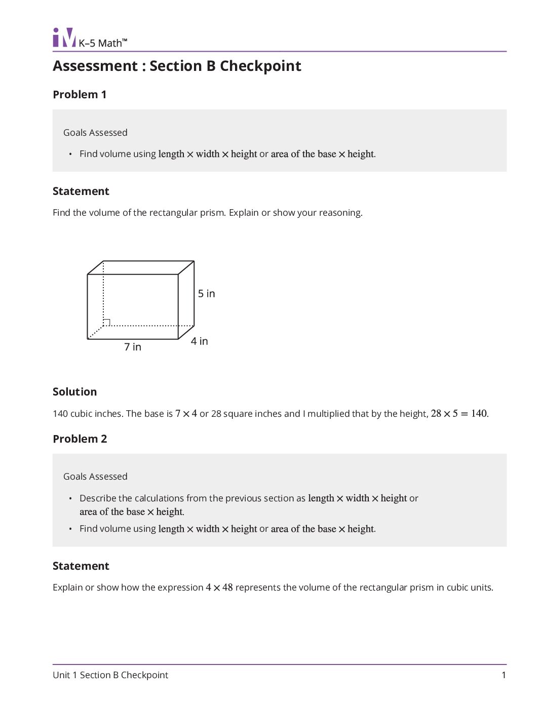Grade5 1 Section B Checkpoint Teacher Guide