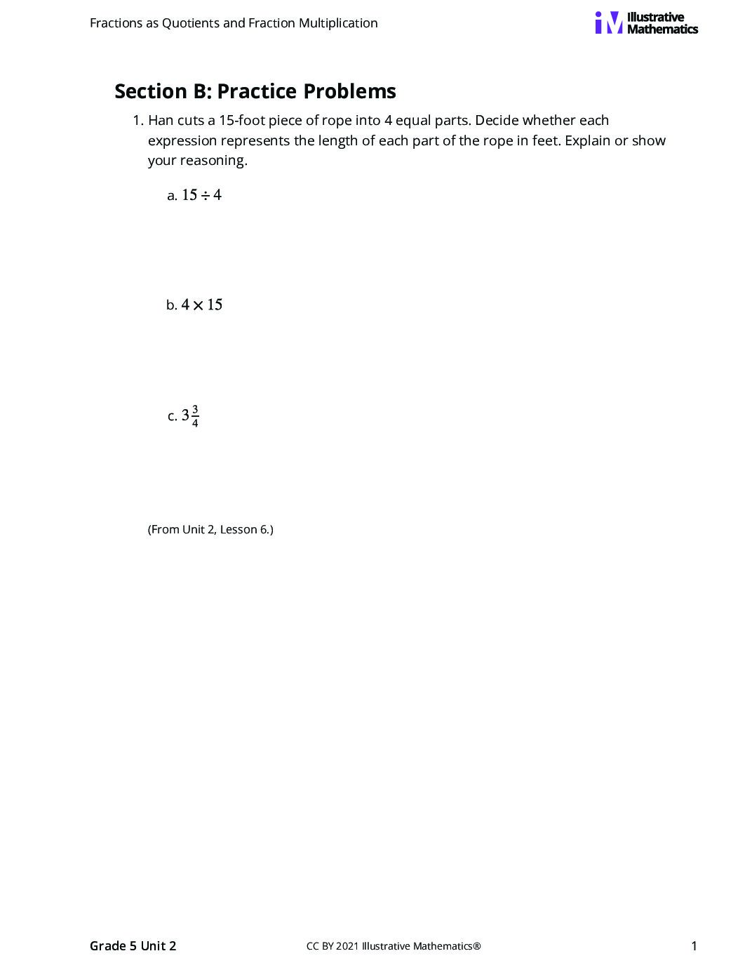 Grade5 2 B Fractions Of Whole Numbers Curated Practice Problem Set