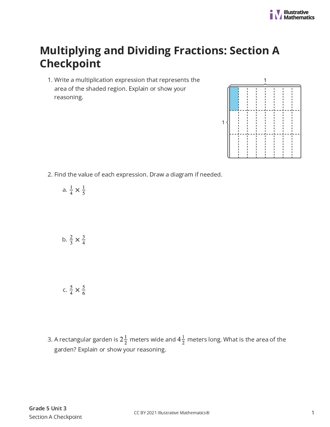Grade5 3 Section A Checkpoint Assessment