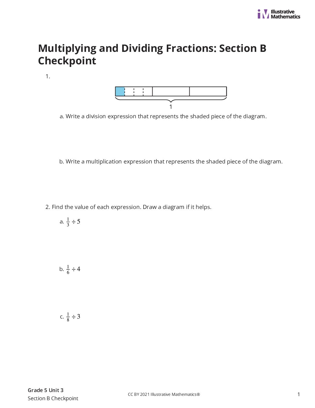 Grade5 3 Section B Checkpoint Assessment
