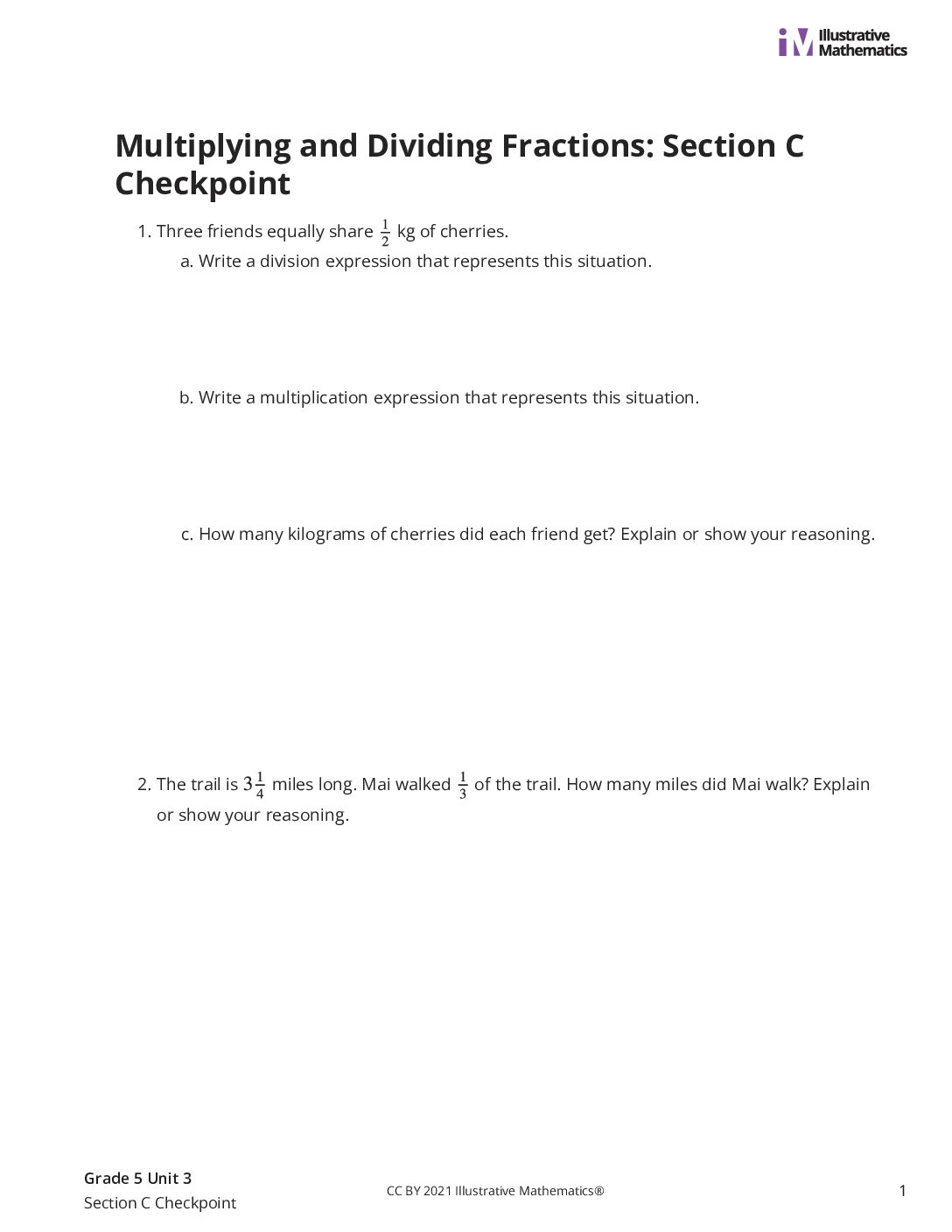 Grade5 3 Section C Checkpoint Assessment