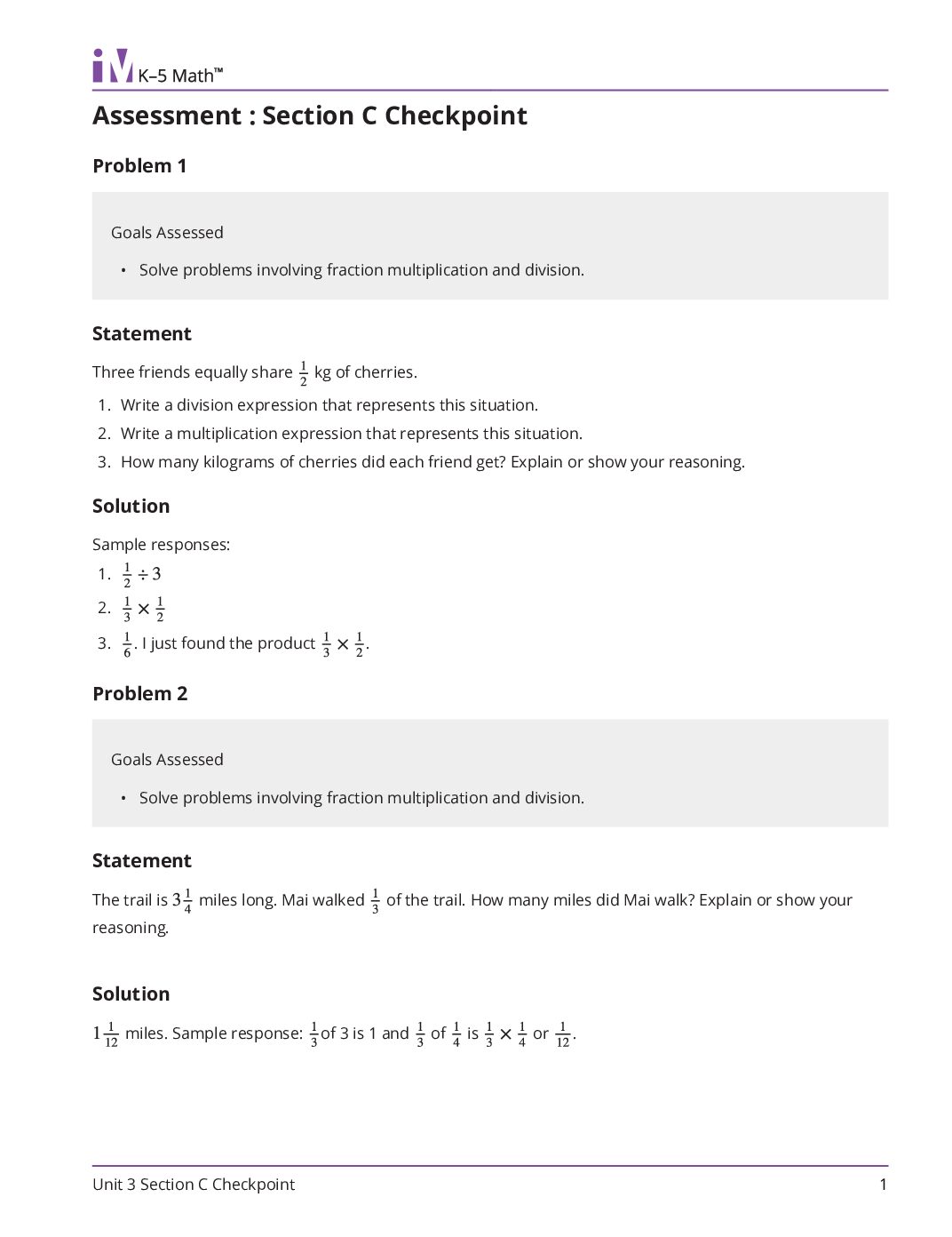 Grade5 3 Section C Checkpoint Teacher Guide