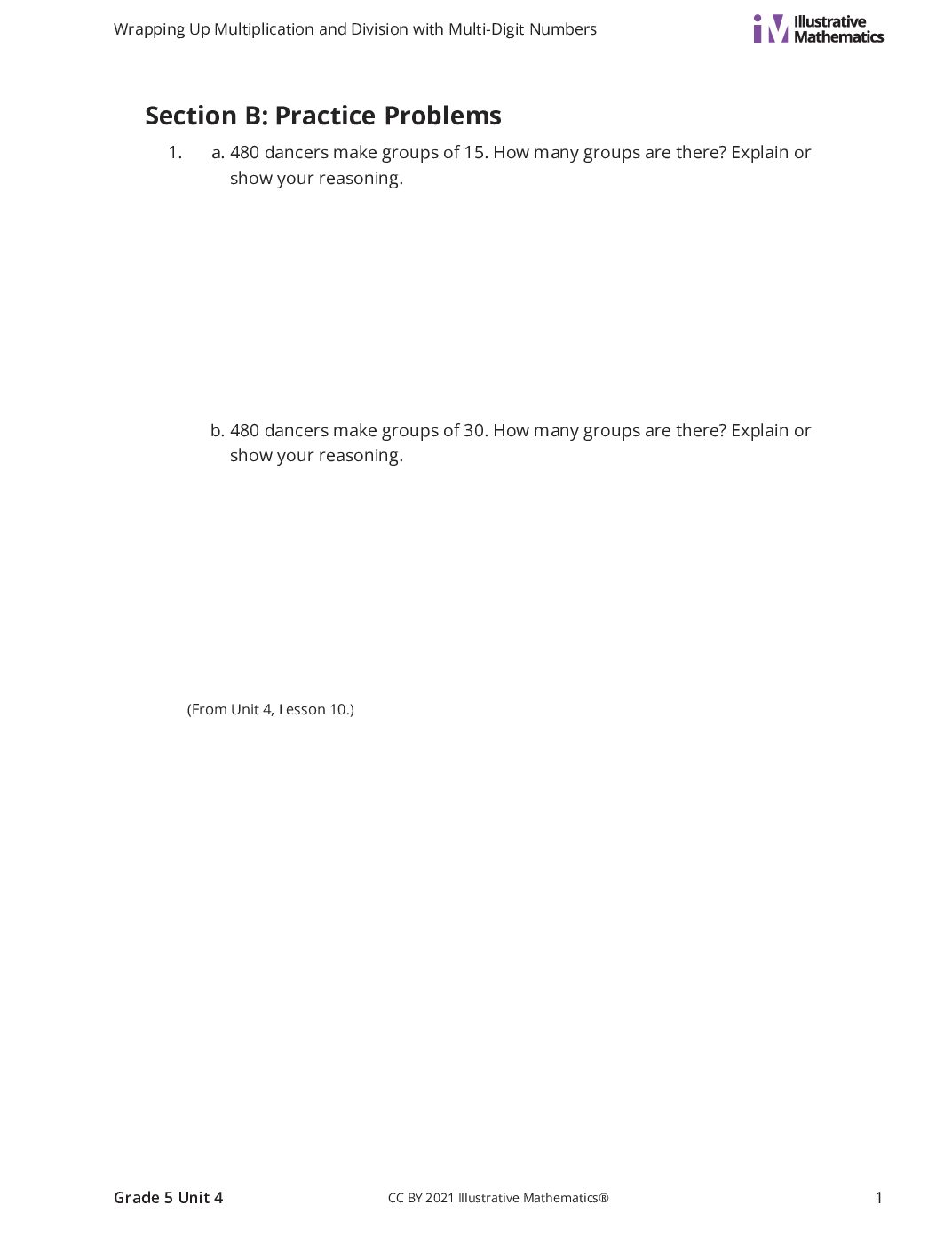 Grade5 4 B Multi Digit Division Using Partial Quotients Curated Practice Problem Set
