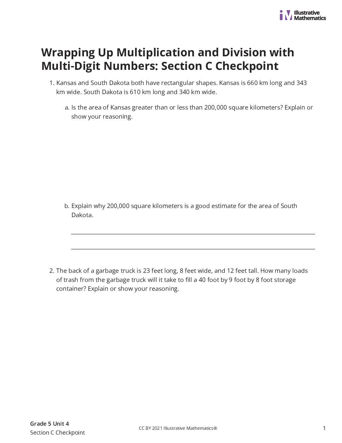 Grade5 4 Section C Checkpoint Assessment