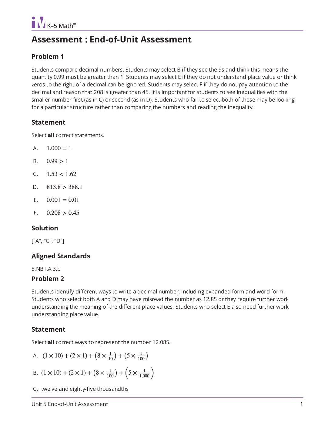 Grade5 5 End Of Unit Assessment Teacher Guide