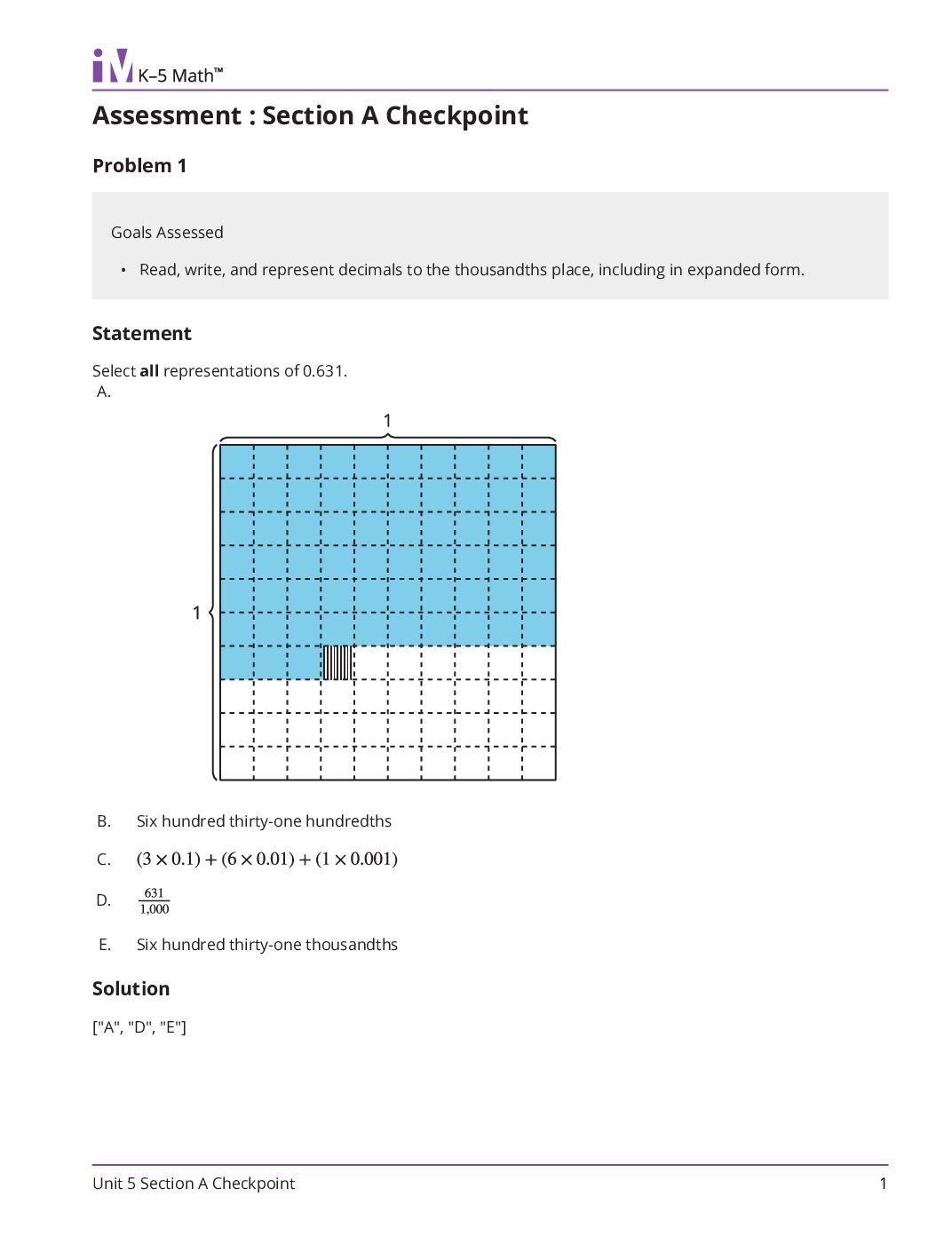 Grade5 5 Section A Checkpoint Teacher Guide