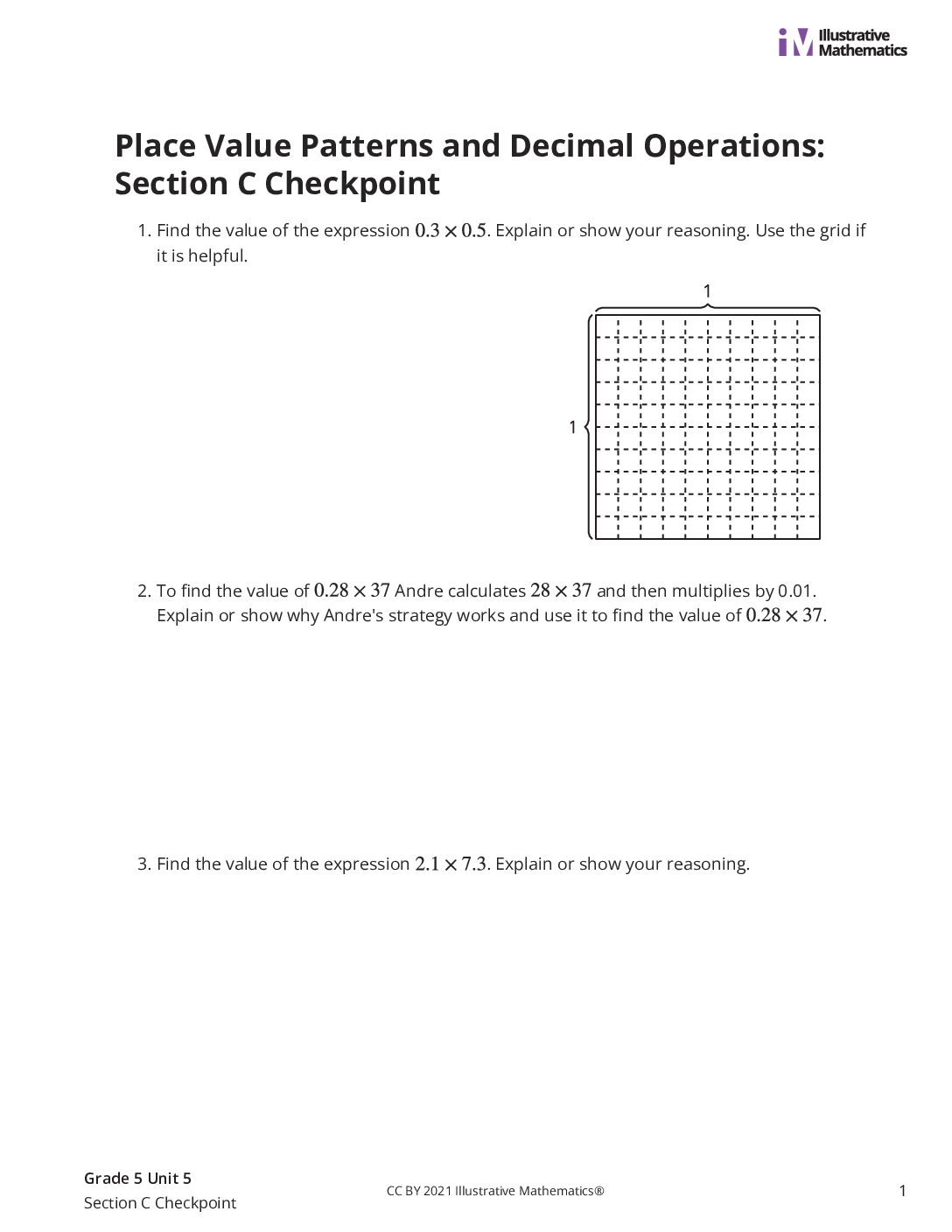 Grade5 5 Section C Checkpoint Assessment