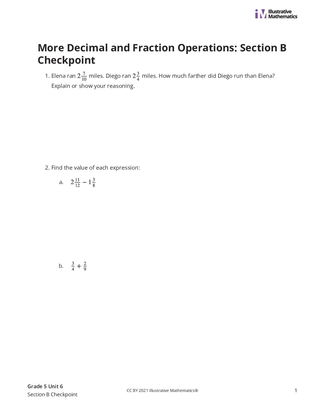 Grade5 6 Section B Checkpoint Assessment