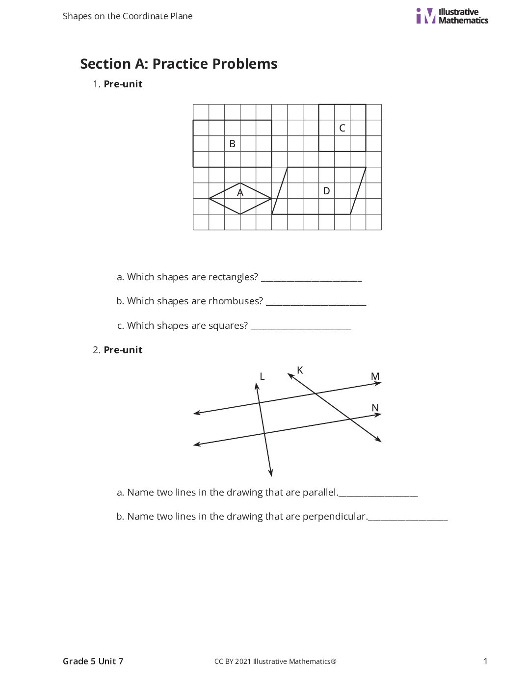 Grade5 7 A The Coordinate Plane Curated Practice Problem Set