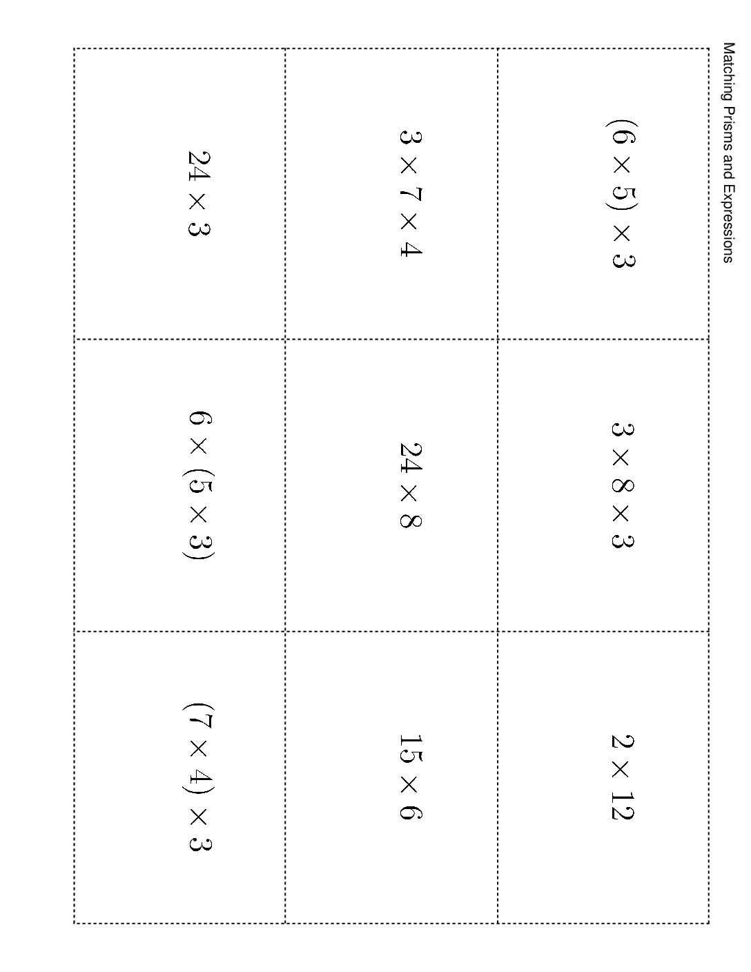 Grade5.1.B6.1 Card Sort Match The Expression Matching Prisms And Expressions