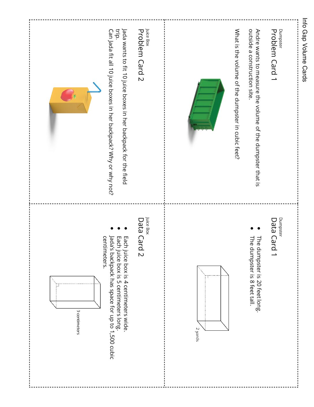 Grade5.1.B7.2 İnfo Gap Sizing Up Cubic Units İnfo Gap Volume Cards