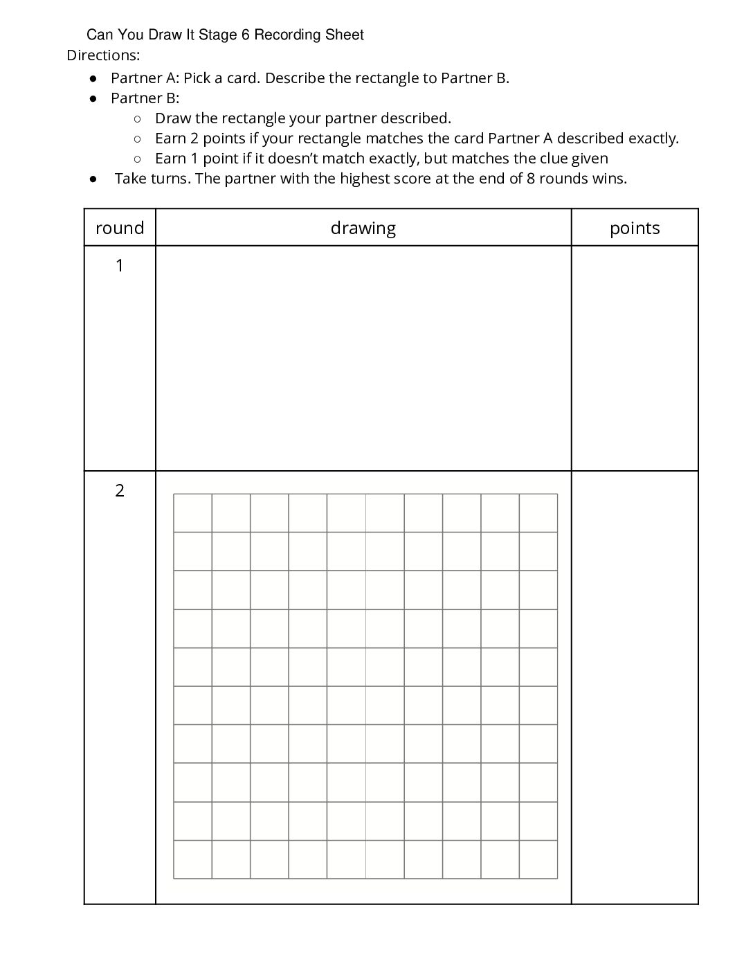Grade5.7.A1.1 Can You Draw İt Shapes On The Coordinate Grid Can You Draw İt Stage 6 Recording Sheet
