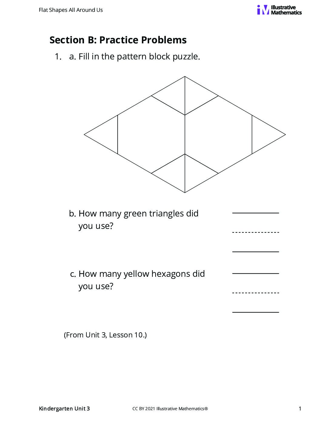 Kindergarten 3 B Making Shapes Curated Practice Problem Set
