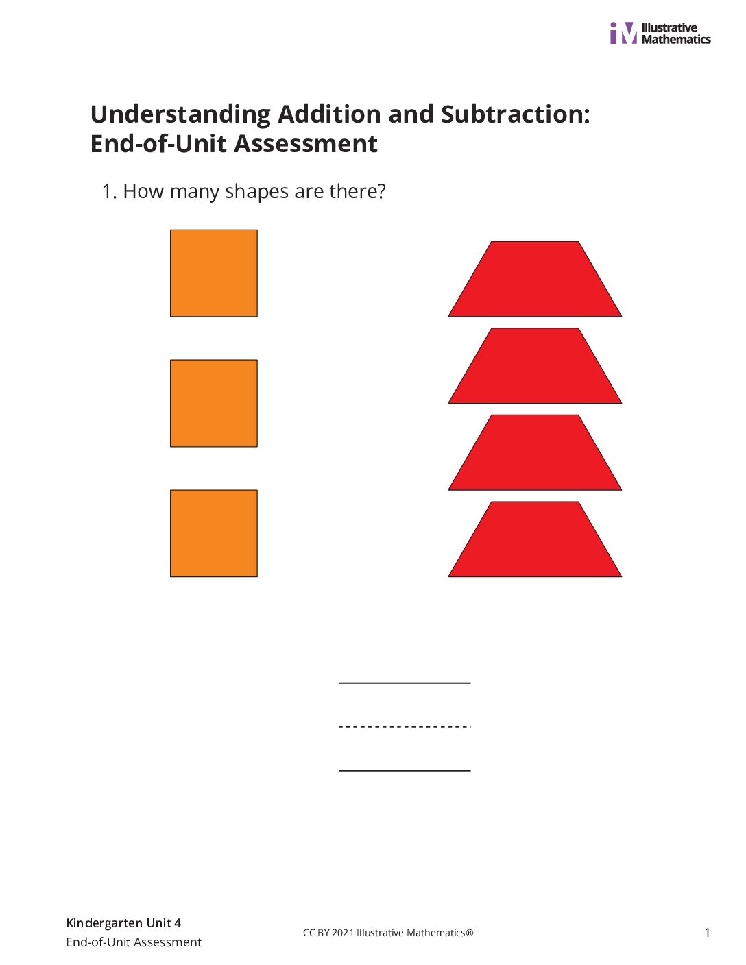 Kindergarten 4 End Of Unit Assessment Assessment