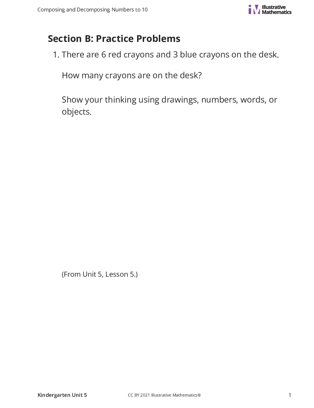 Kindergarten 5 B More Types Of Story Problems Curated Practice Problem Set