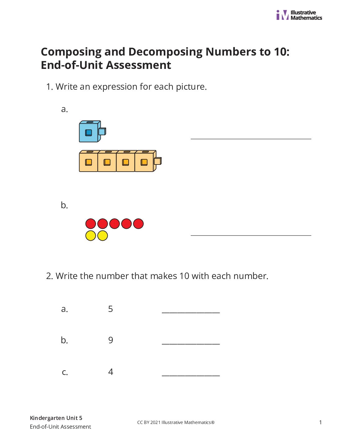Kindergarten 5 End Of Unit Assessment Assessment