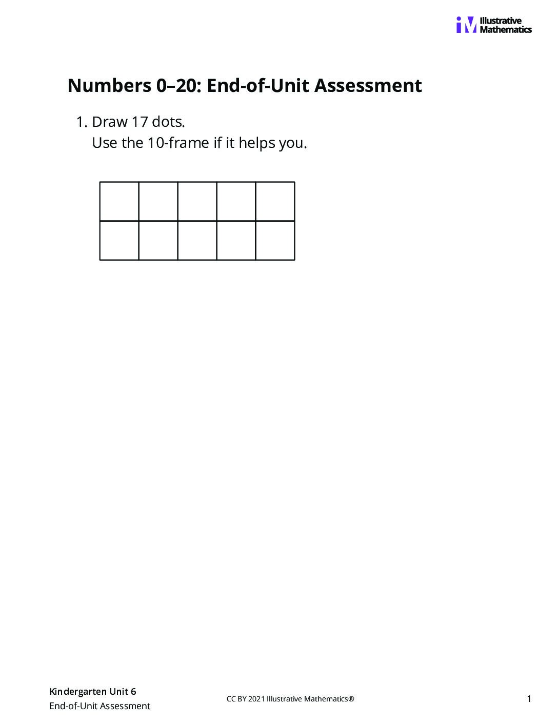 Kindergarten 6 End Of Unit Assessment Assessment