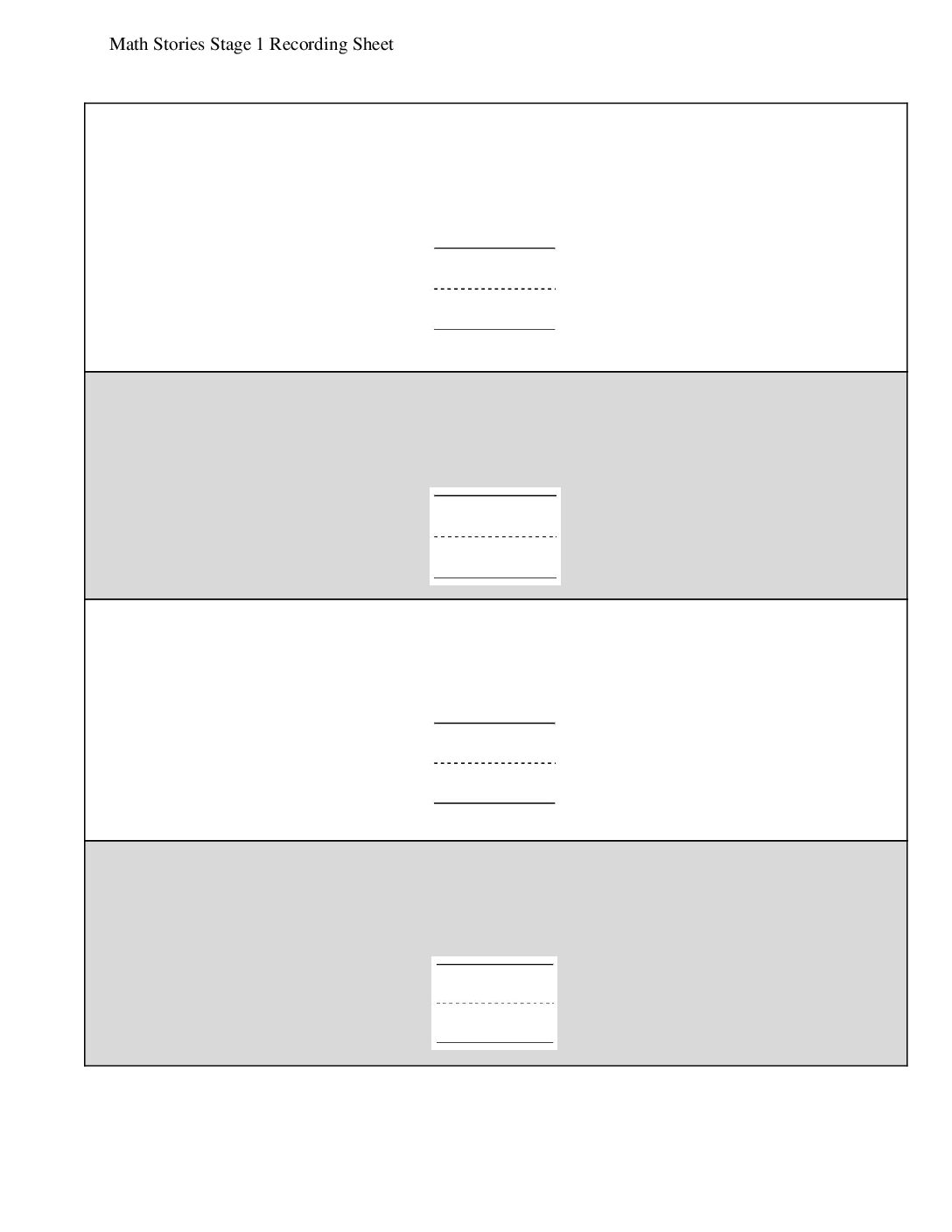 Kindergarten.2.C16.1 Revisit Math Stories How Many Math Stories Stage 1 Recording Sheet