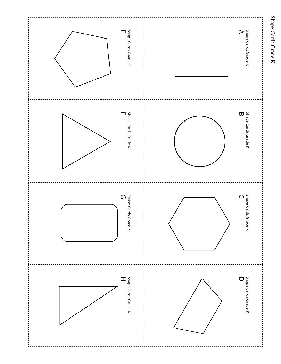 Kindergarten.3.A3.2 Alike And Different Shape Cards Grade K