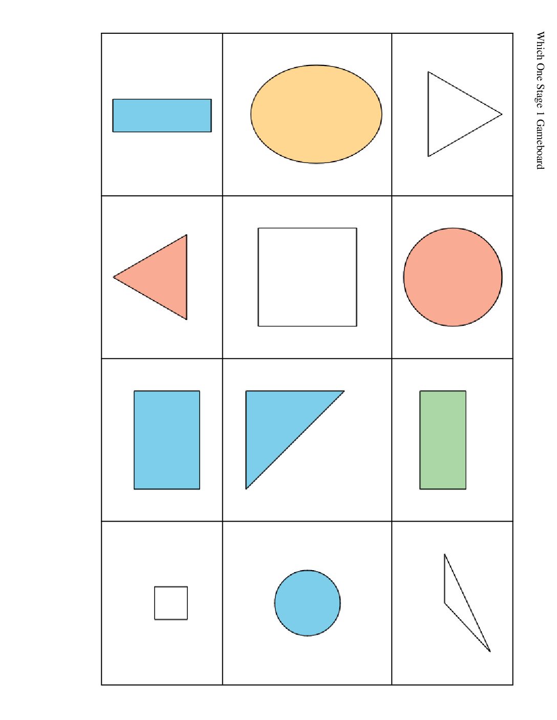 Kindergarten.3.A3.3 İntroduce Which One Shapes Which One Stage 1 Gameboard