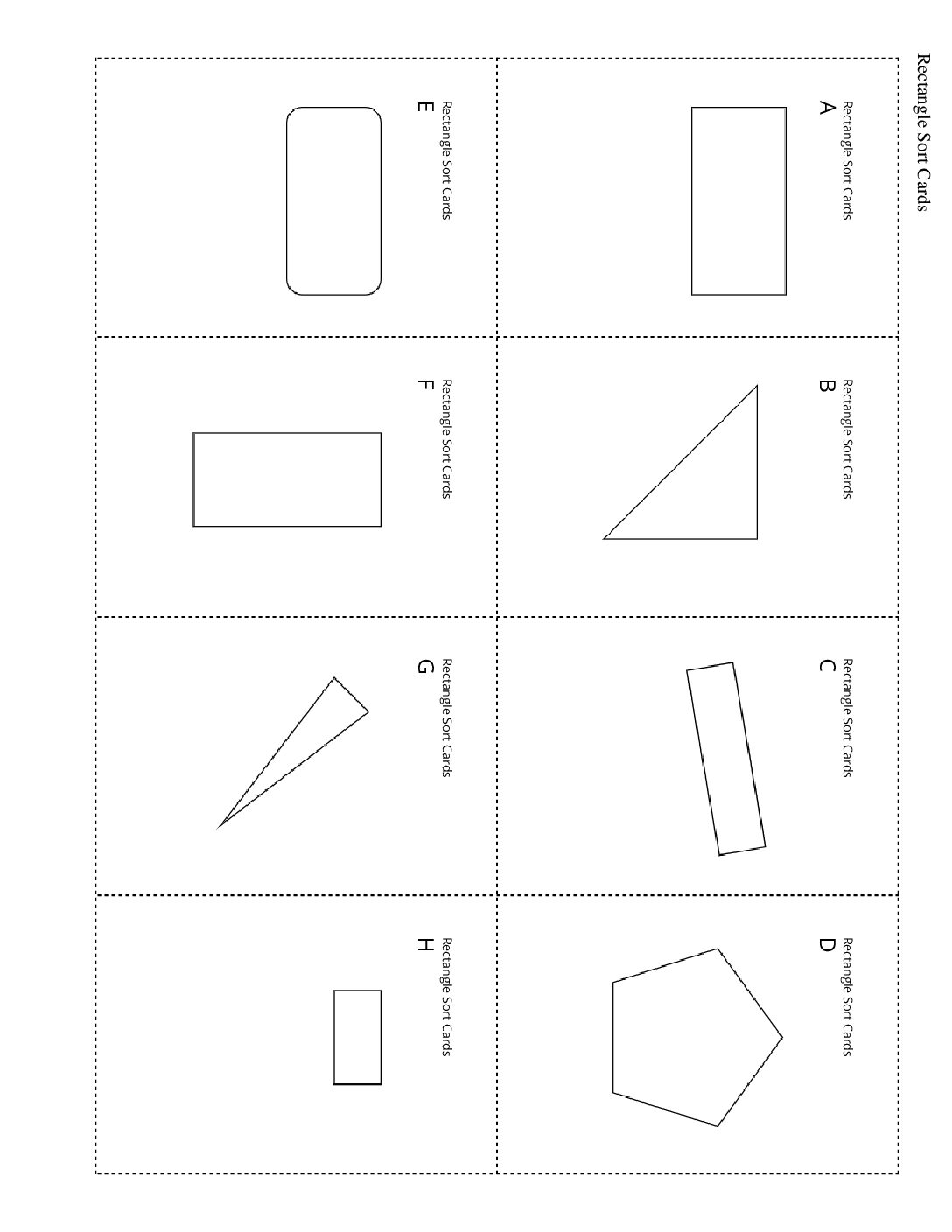 Kindergarten.3.A6.1 Sort Rectangles Rectangle Sort Cards
