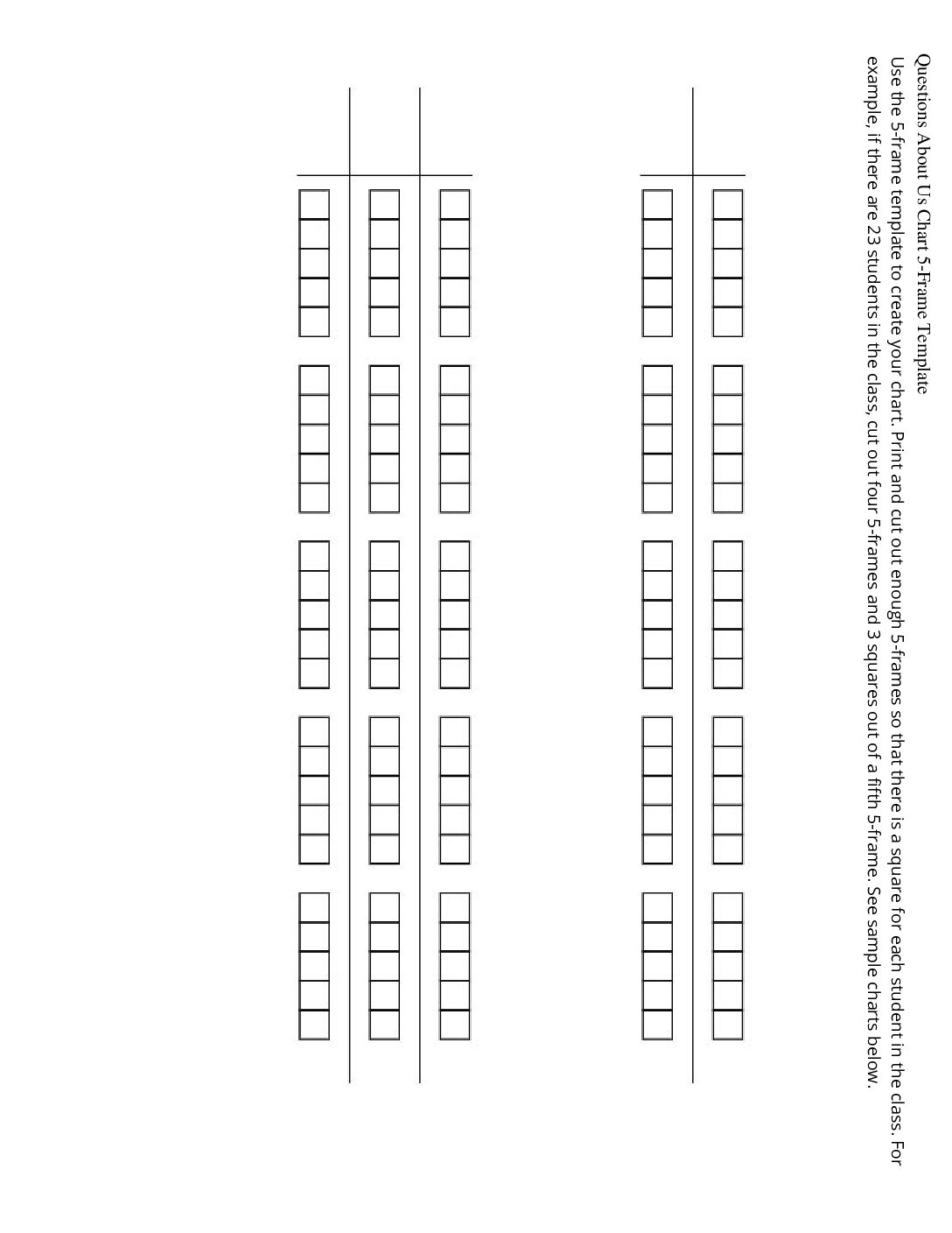 Kindergarten.4.B10. Questions About Us Pets Questions About Us Chart 5 Frame Template