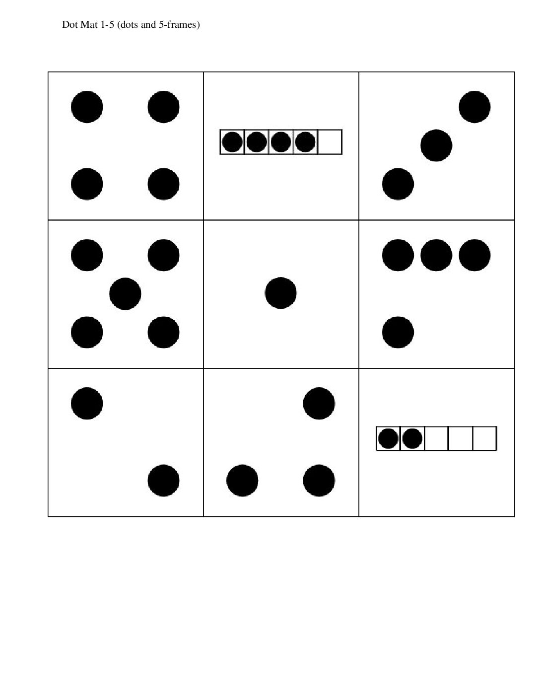 Kindergarten.4.B10.3 İntroduce Bingo Add And Cover Dot Mat 1 5 Dots And 5 Frames