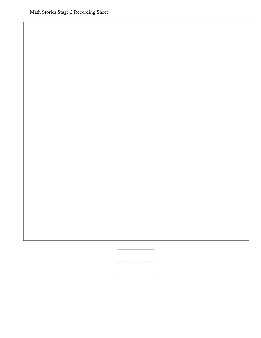 Kindergarten.4.B13.3 Revisit Math Stories Act İt Out Math Stories Stage 2 Recording Sheet