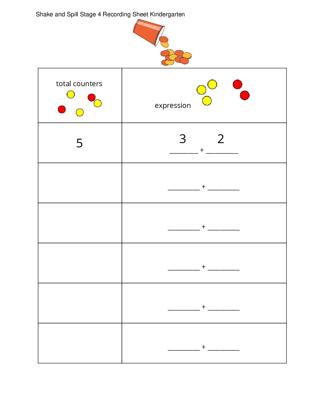 Kindergarten.7.A6.3-İntroduce-Shake-And-Spill-Cover-Up-To-10-Shake-And-Spill-Stage-4-Recording-Sheet-Kindergarten