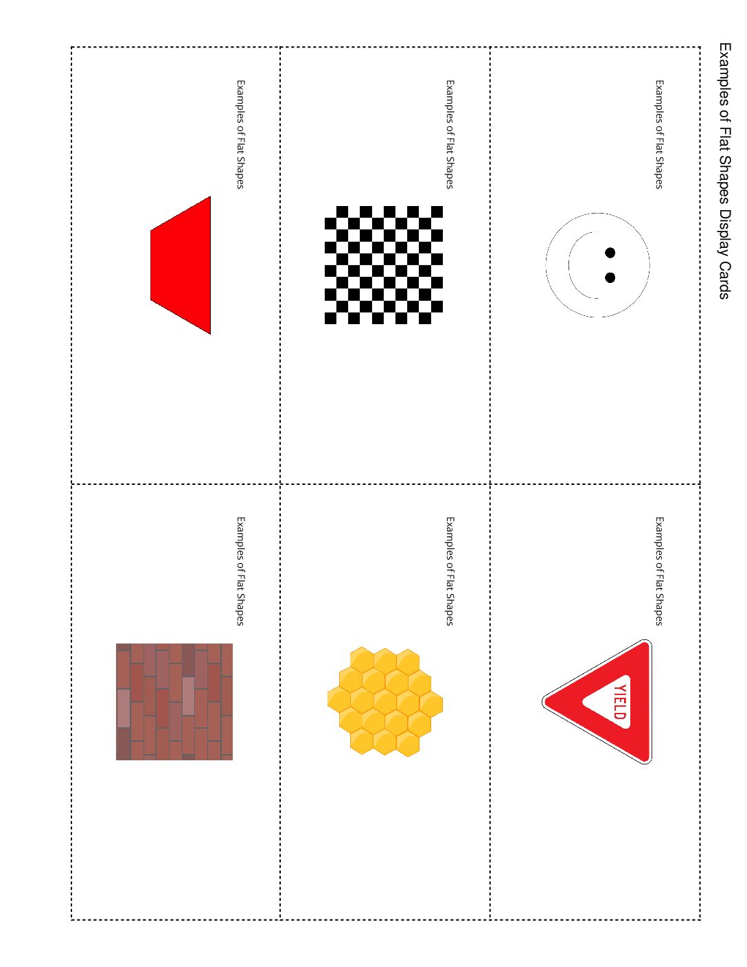 Kindergarten.7.B10.1 Make Solid Shapes Examples Of Flat Shapes Display Cards