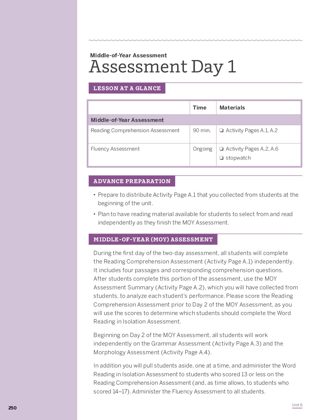Moy Assessment Directions & Student Pages