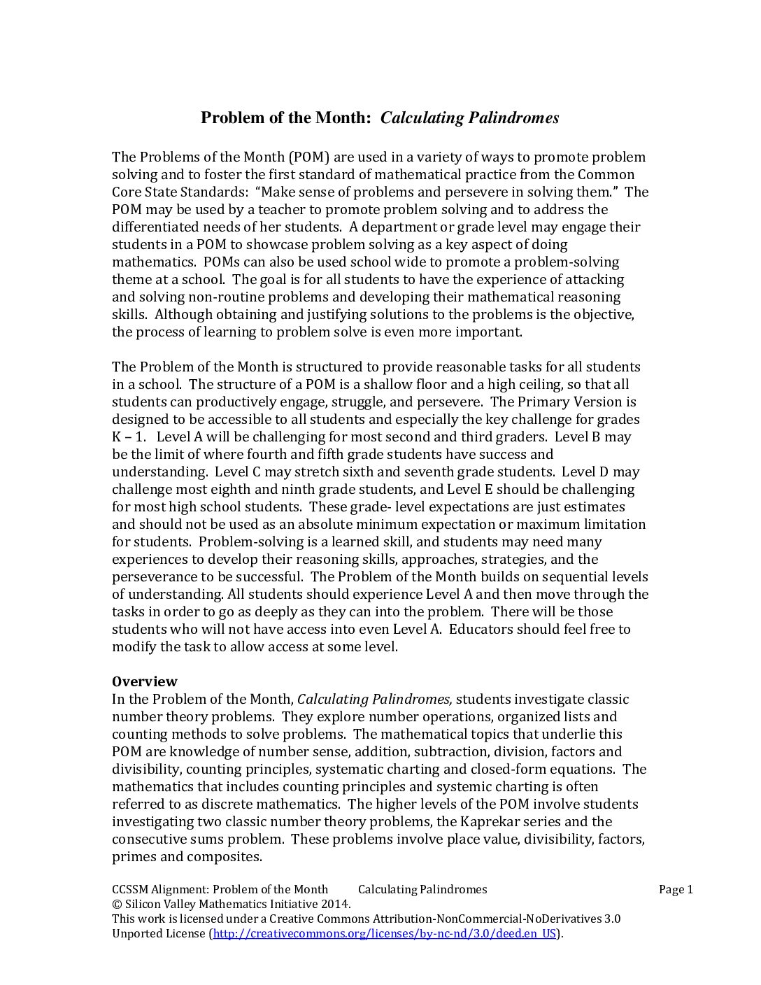 Oa Calculating Palindromes