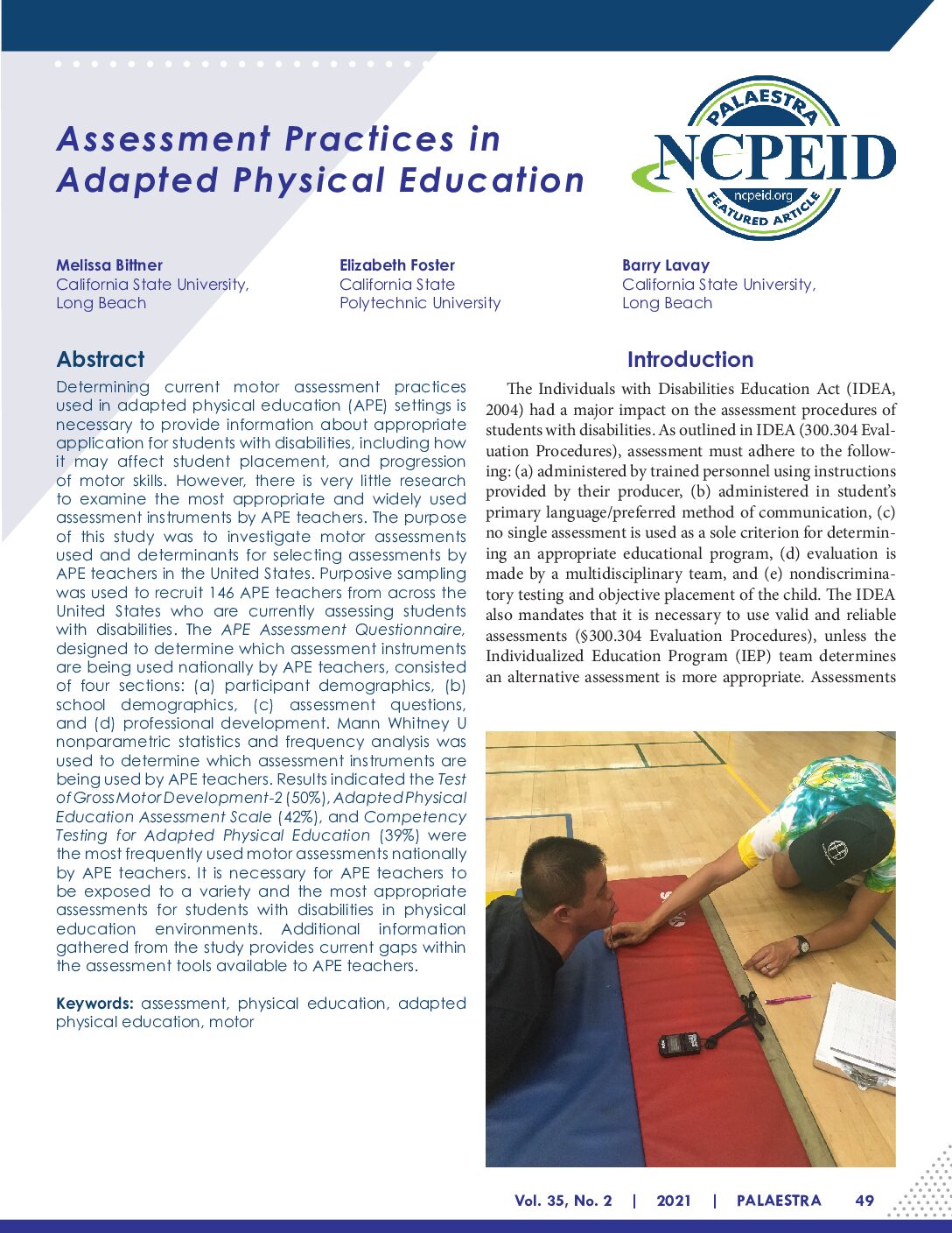 12. Research, Rsca Peer Reviewed, 2022, Assessment İn Ape Palaestra Article