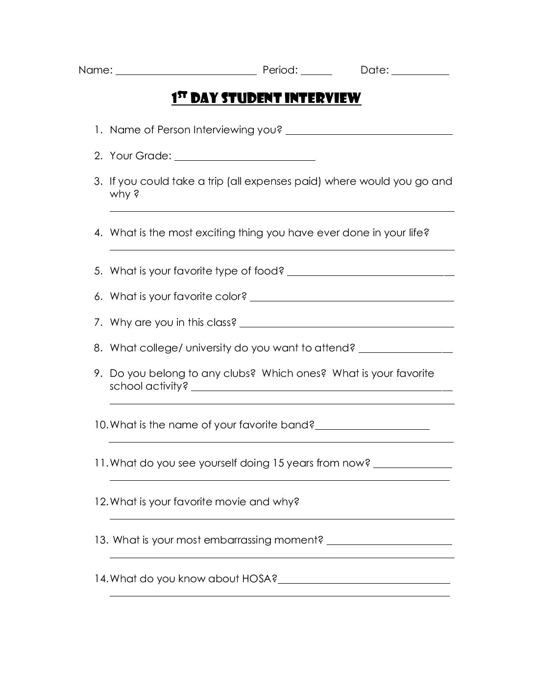 1St Day Student Interview