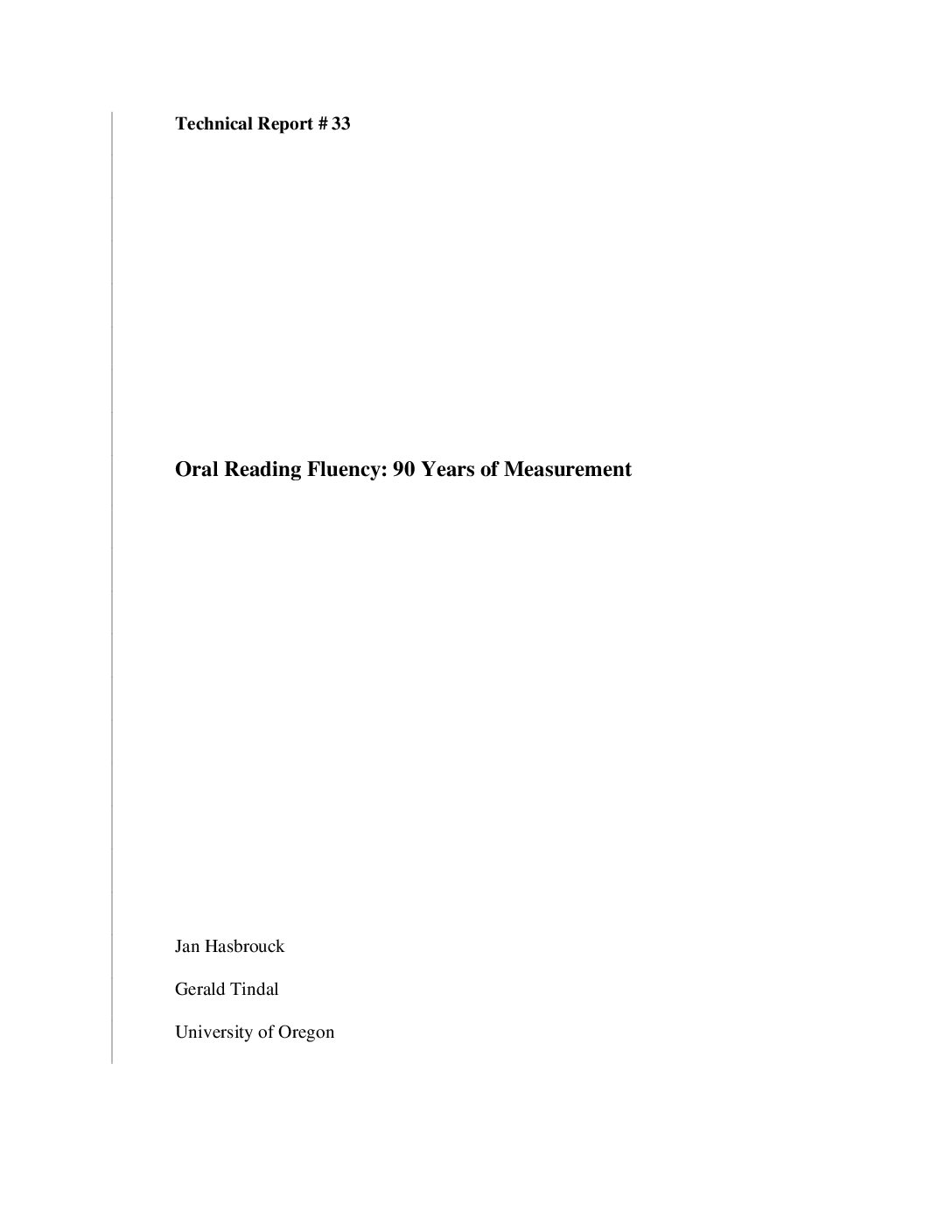 2005 Oral Reading Fluency Report