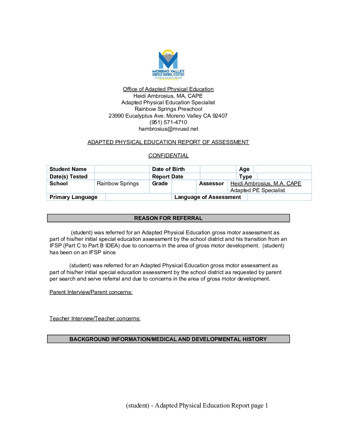Aaa Report Template