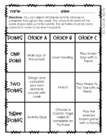 Adapted Choice Board Pe