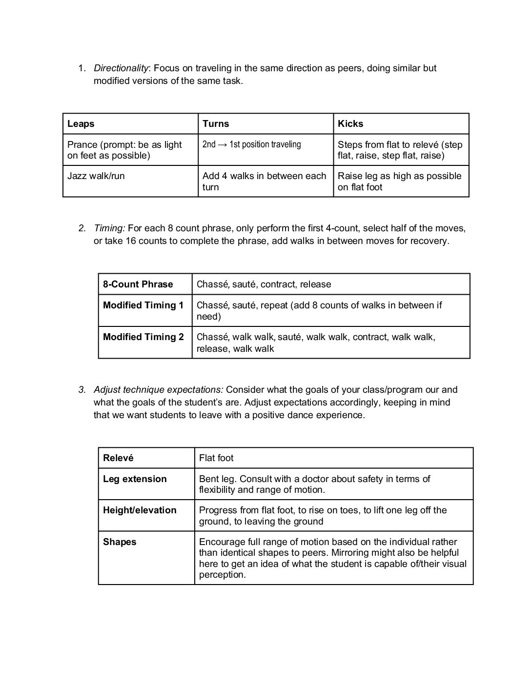 Adapted Dance Recommendations
