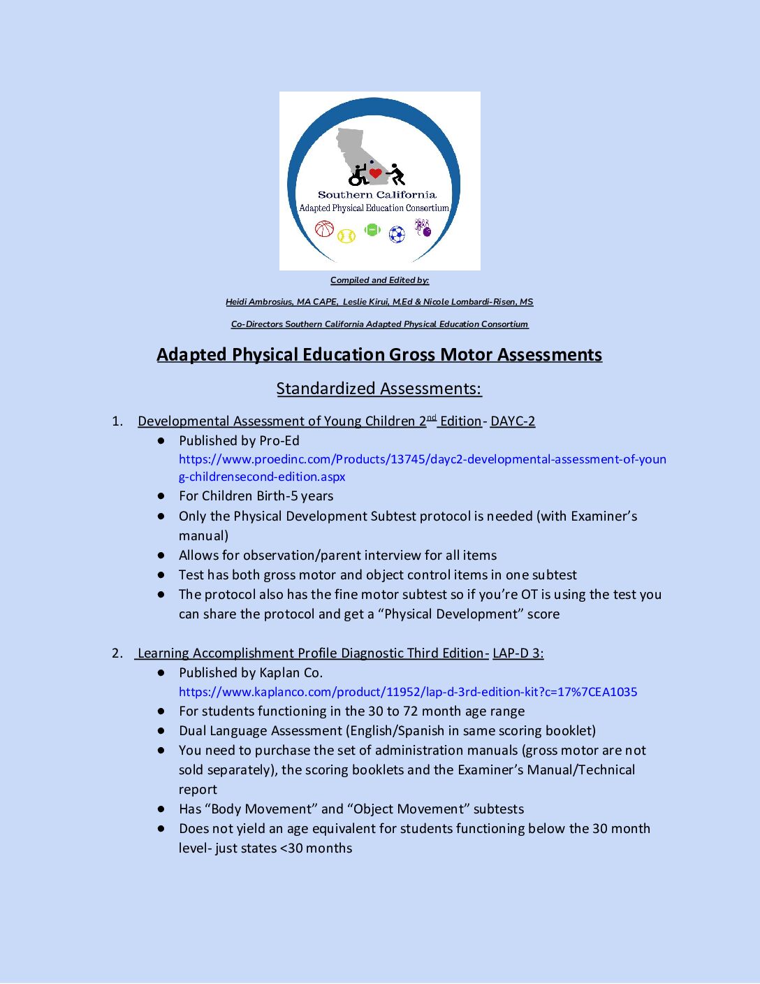 Adapted Pe Assessment List