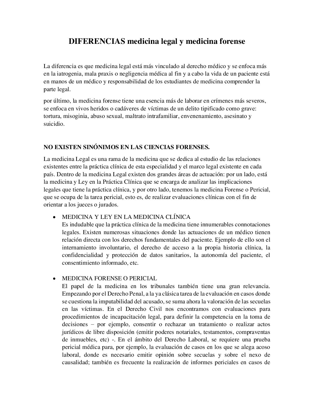 Dıferencıas Medicina Legal Y Medicina Forense