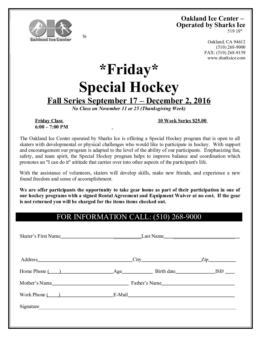 Friday Special Skaters Hockey Class