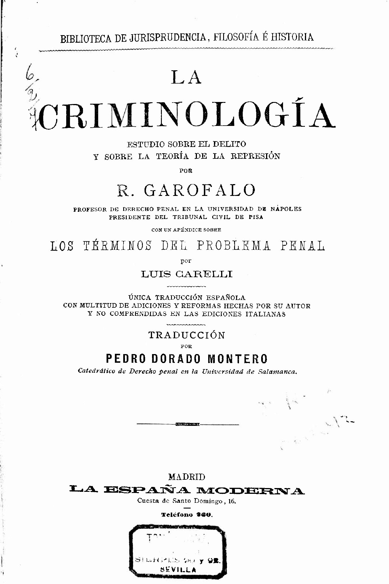 La CriminologíA – Garofalo -Criminologia