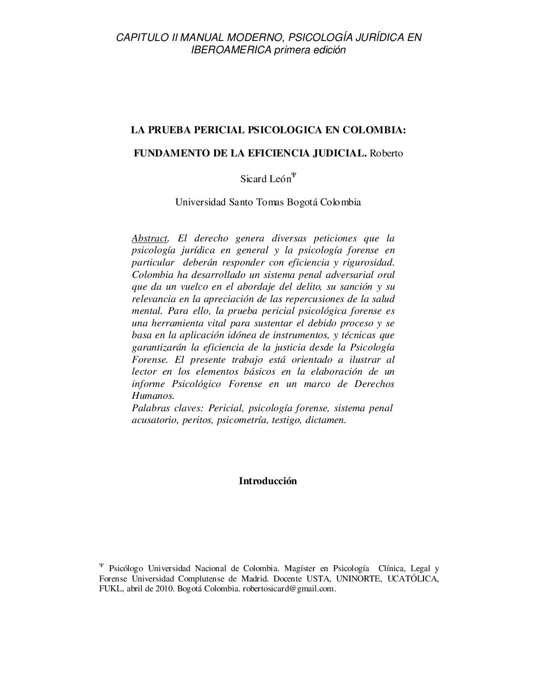 La Prue Ba Per C Al Ps Colog Ca En Colomb-Psicologia Forense