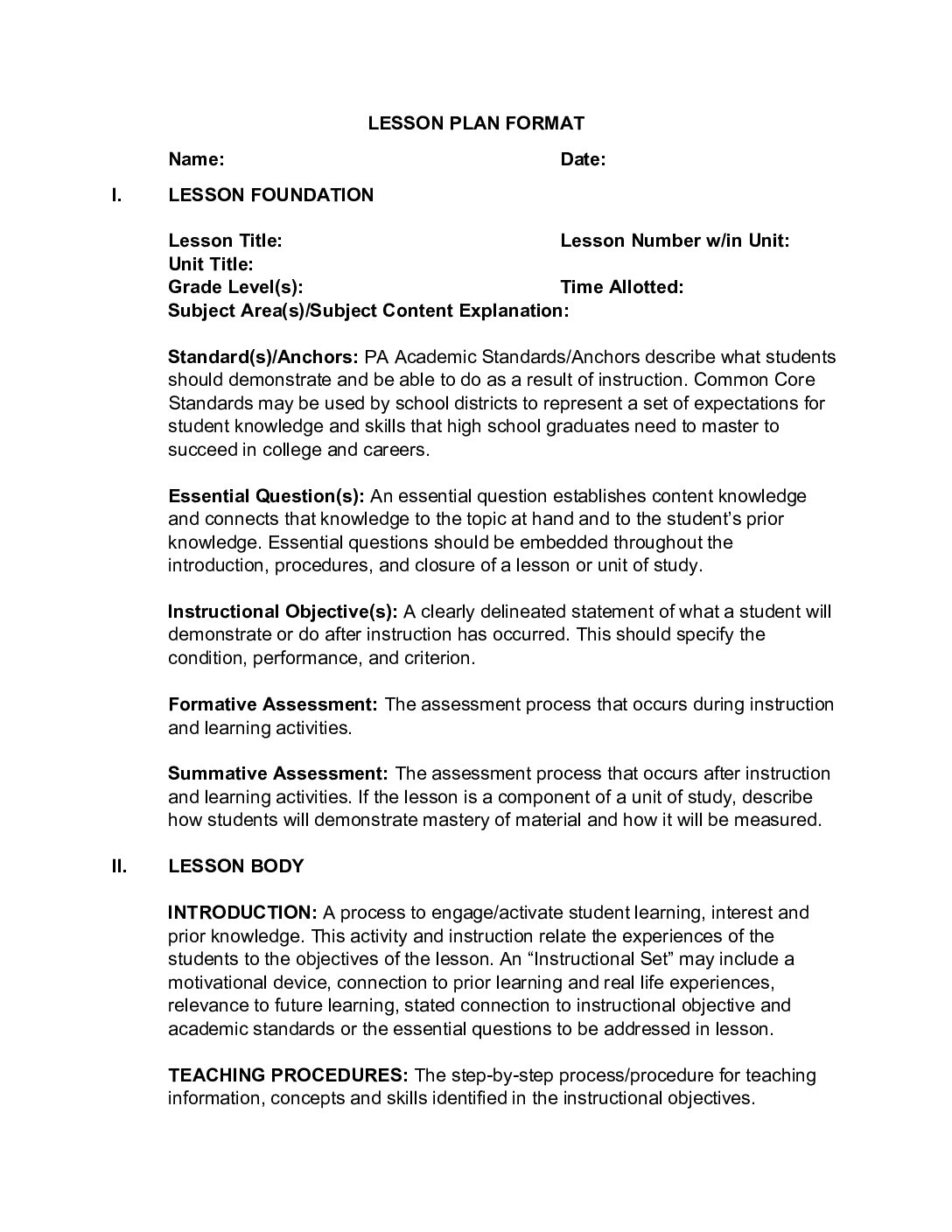 Lesson Plan Format 2