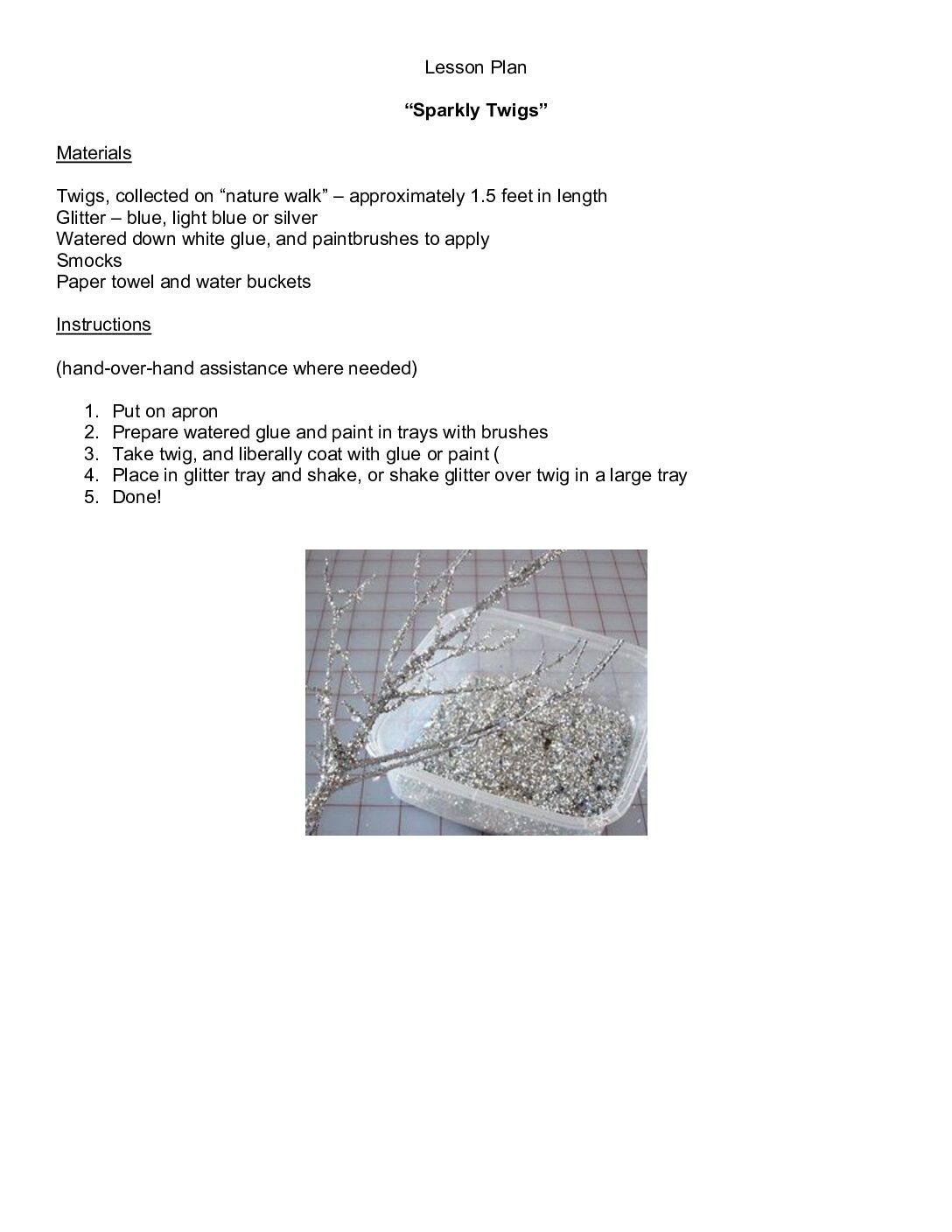 Lesson Plan Sparkle Twigs