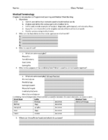 Medical Terminology Chapter Handout