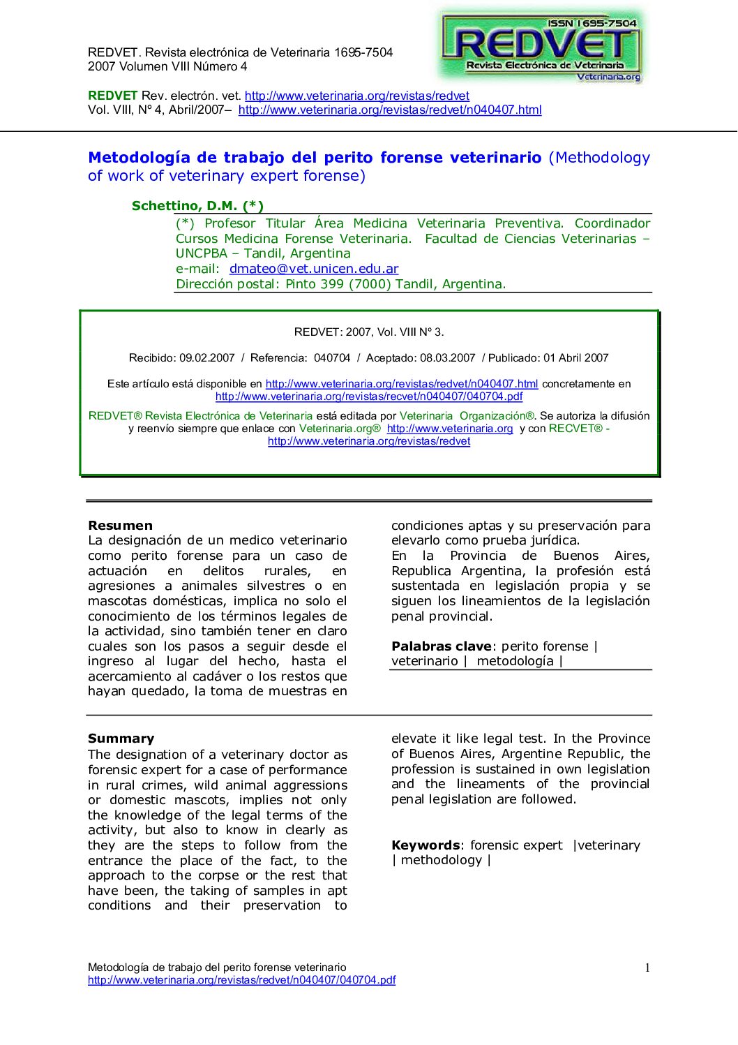 Metodologia De Trabajo Del Perito Forense Veterinaria-Veterinaria Forense