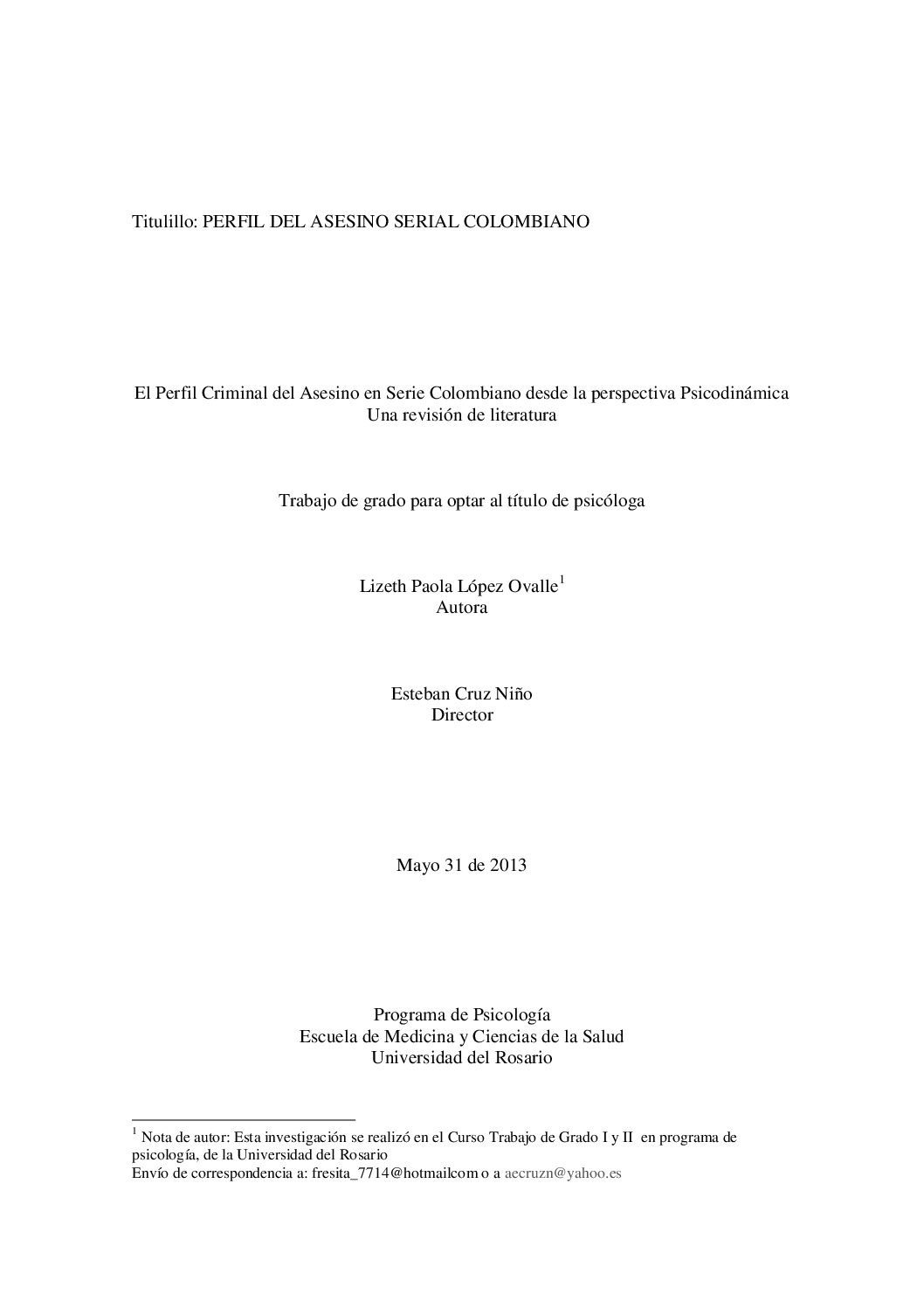 Perfıl Del Asesıno Serıal Colombıano-Perfilacion Criminal Y Asesinos En Serie