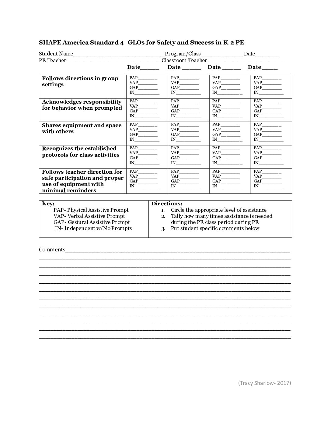 Personal And Social Responsibilities Glo Expectations Data Collection (2017)